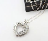 Sterling Silver Gemstone Heart Pendant Necklace New with Gift Pouch