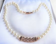 20 inch Single Strand Pearl & Crystal Necklace with Gift Pouch