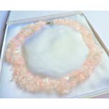 Twin Strand Rose Quartz Gemstone Necklace with Gift Pouch