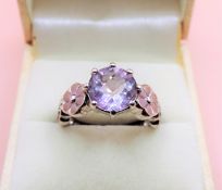 Sterling Silver 3 carat Rose de France Amethyst Ring 'NEW with Gift Pouch'