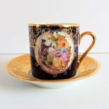 Antique Limoges Fragonard Decorated Porcelain Cup and Saucer