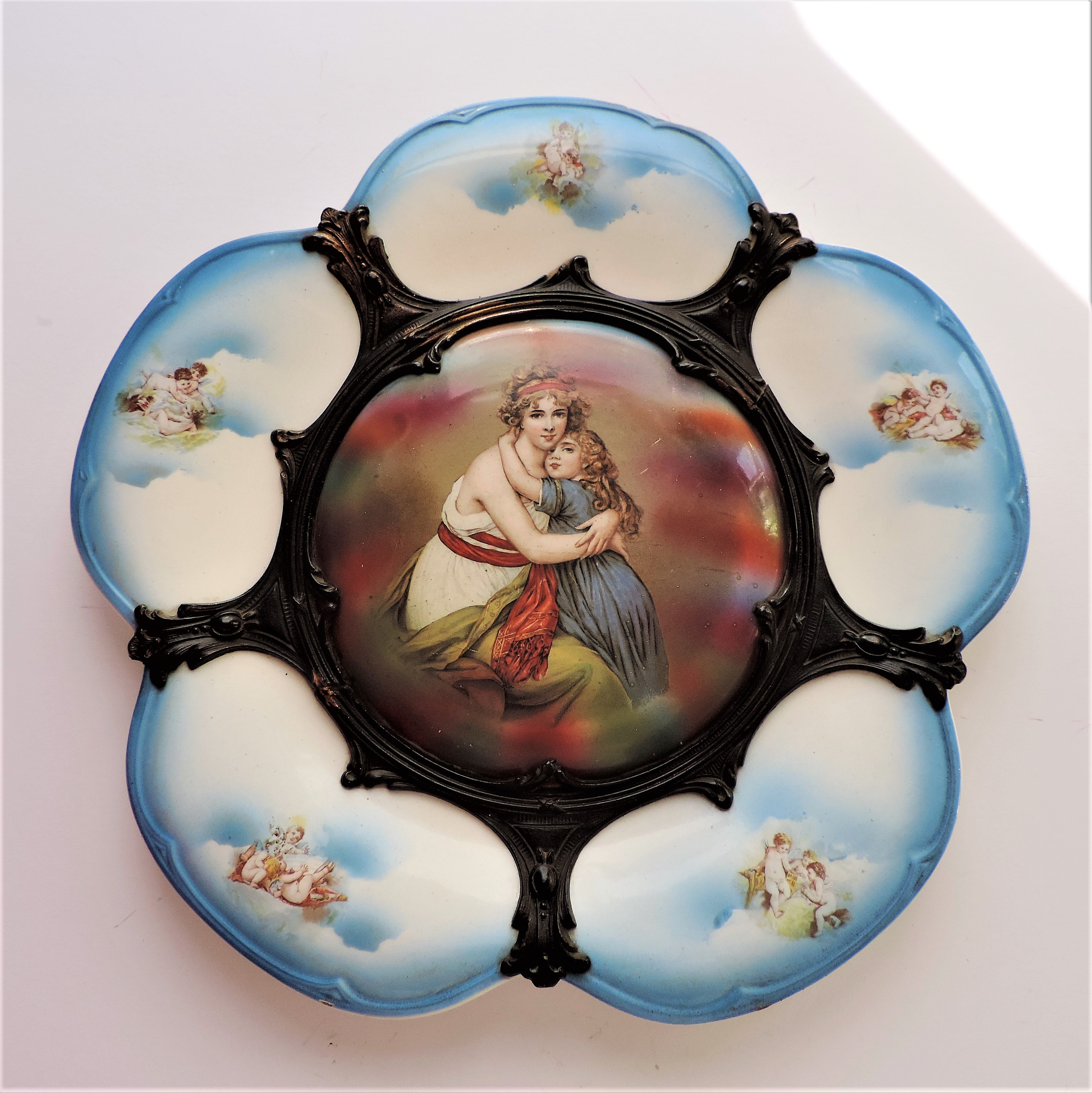 Antique French Porcelain & Bronze Wall Plaque Louise Elisabeth Vigée Le Brun & Daughter c. 1820's - Image 3 of 9