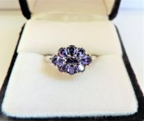 Sterling Silver 2.5 carat Tanzanite Ring 'NEW' with Gift Pouch