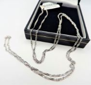 30 Inch Twisted Flat Curb 925 Silver Chain Made in Italy 'NEW' with Gift Pouch