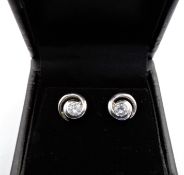 Sterling Silver White Sapphire Stud Earrings with Gift Pouch