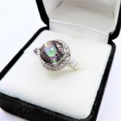 Sterling Silver 5 CT Mystic Topaz Ring New with Gift Box