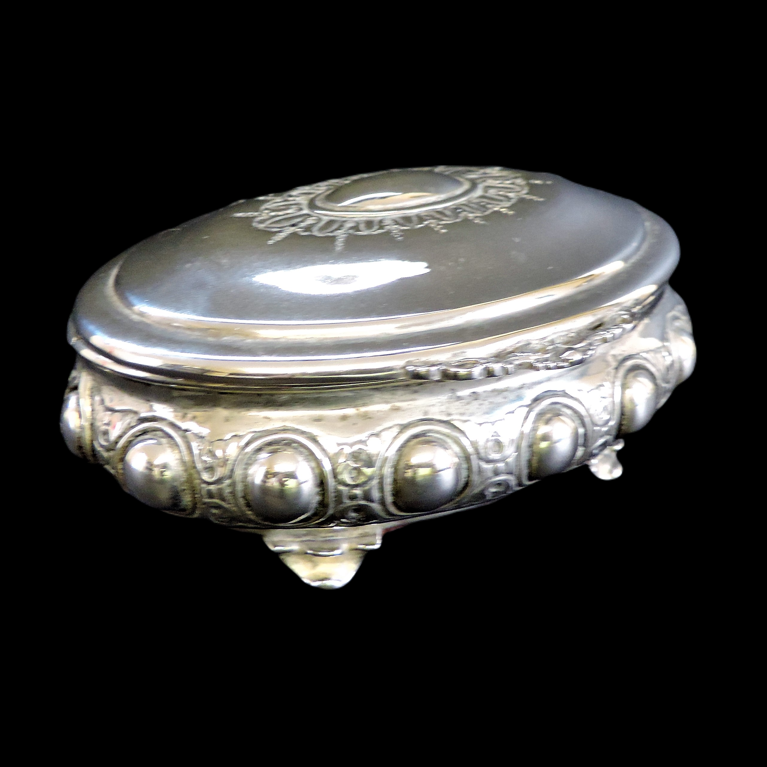 Antique Silver Plate Trinket Box