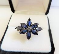 Sterling Silver 6 carat Sapphire Ring 'NEW' with Gift Box