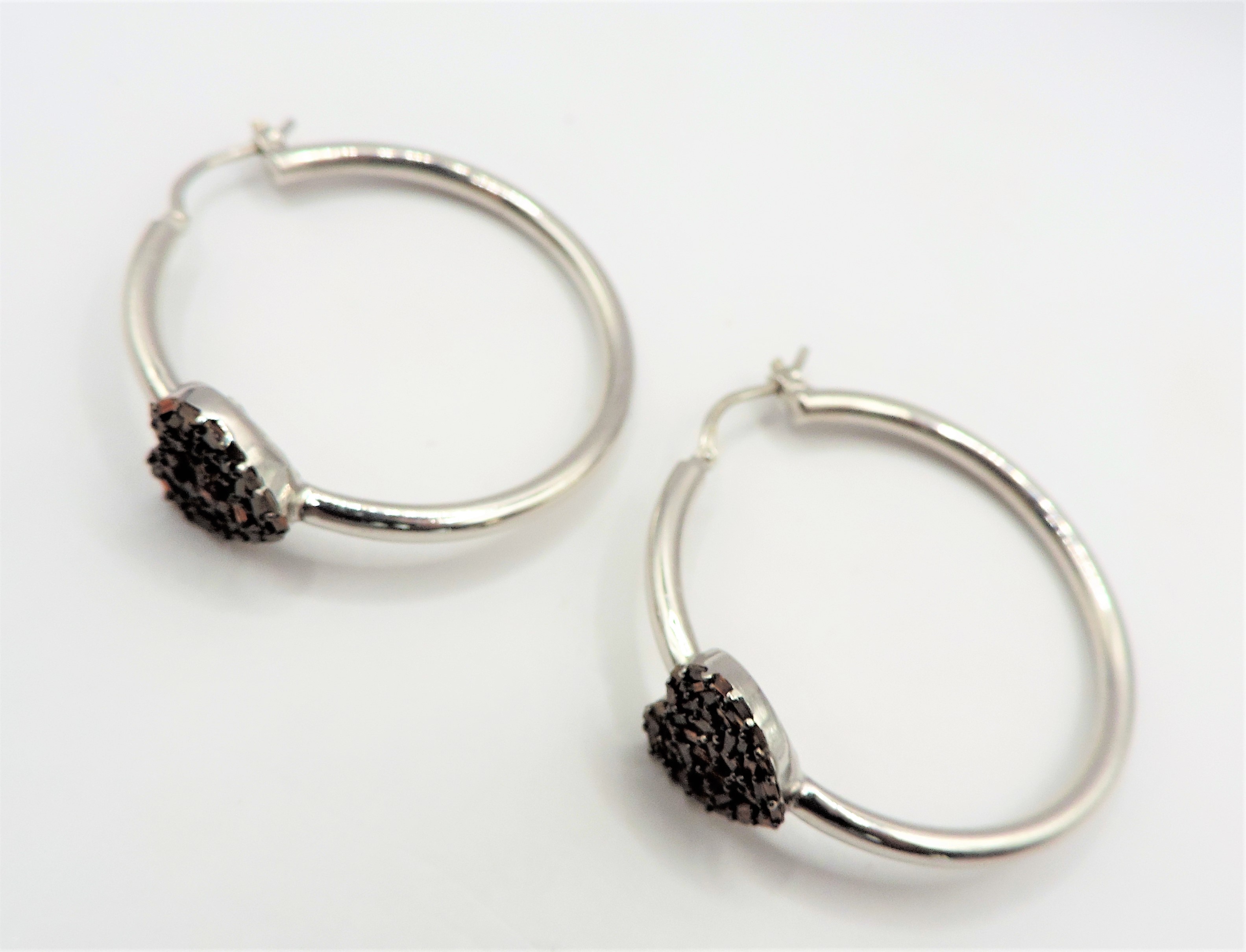 Sterling Silver Cognac Diamond Hoop Earrings New with Gift Pouch - Image 6 of 6