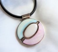 Sterling Silver Mother of Pearl Reversible Pendant Necklace