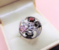 Sterling Silver Multi Colour Tourmaline Ring 'NEW with Gift Pouch'