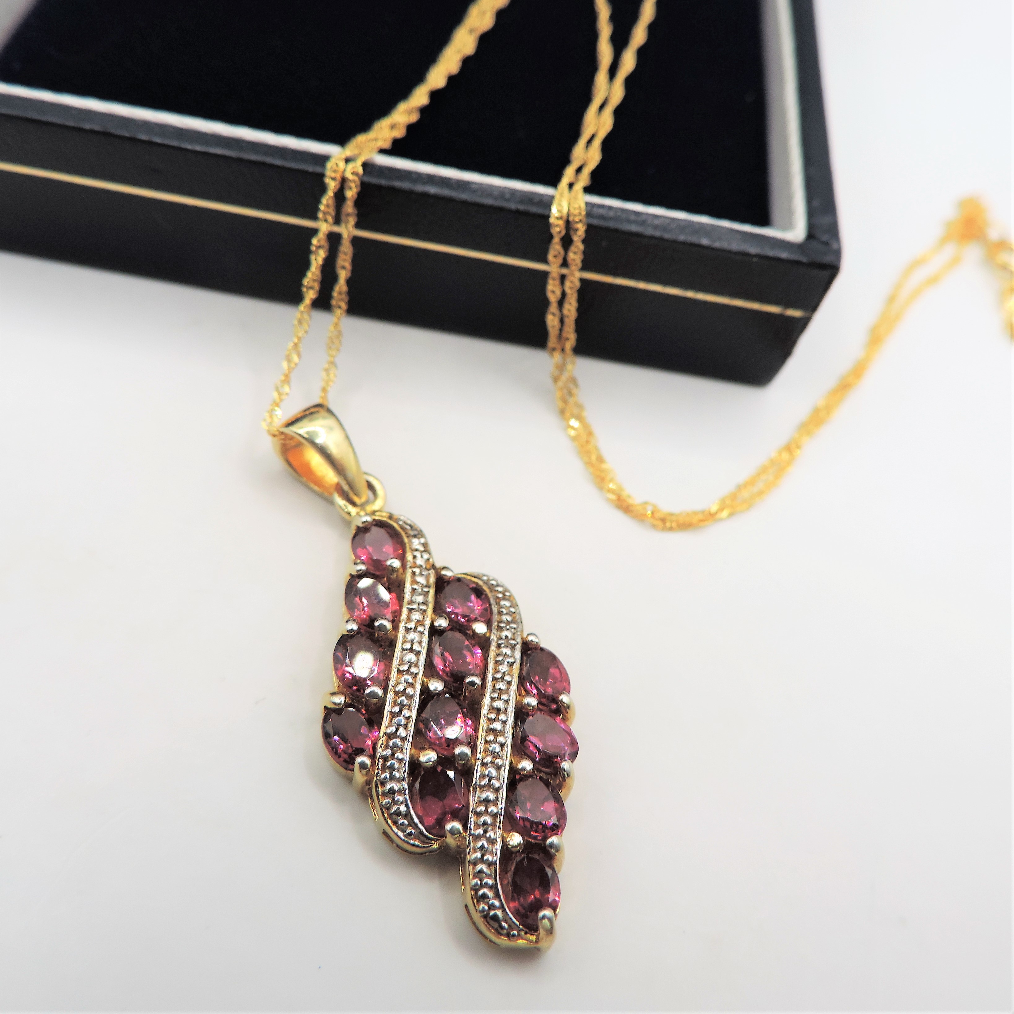 Gold on Sterling Silver Pink Tourmaline Pendant Necklace 'New' with Gift Box - Image 2 of 3