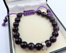 Thomas Sabo Amethyst Bead Silver Charm Friendship Bracelet with Gift Box