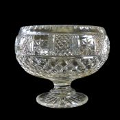 Large Vintage Regency Style Cut Crystal Footed Pedestal Bowl