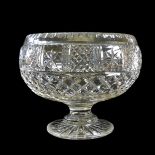 Large Vintage Regency Style Cut Crystal Footed Pedestal Bowl