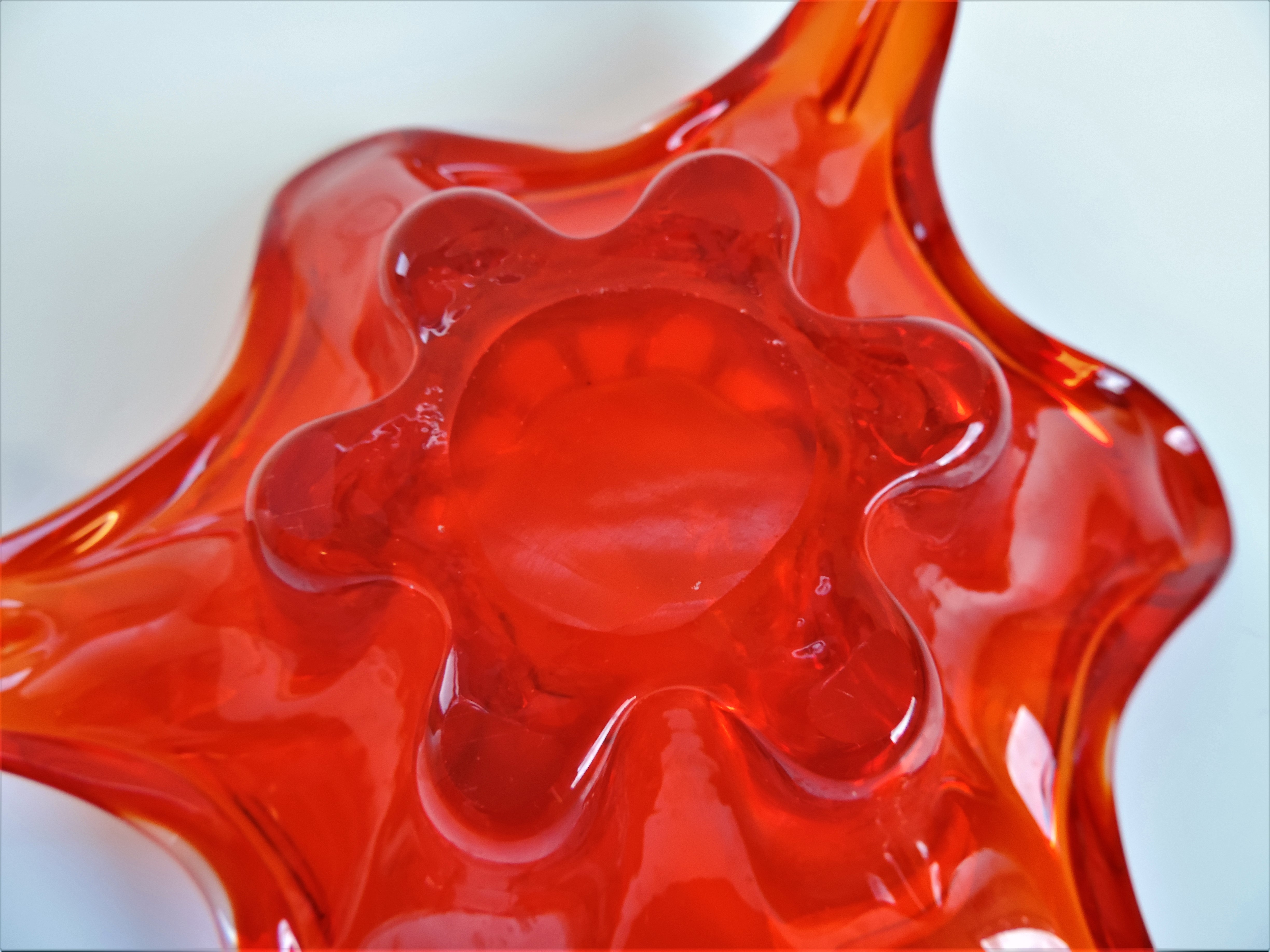 Vintage Murano Orange Red Freeform Sculptural Bowl - Image 5 of 5