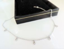 Sterling Silver Dangling Diamonds Bracelet 'NEW' with Gift Pouch