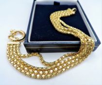 Italian 14k Gold on Sterling Silver Multi Strand Bracelet with Gift Box