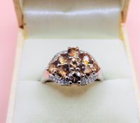 Citrine & Diamond Ring in Sterling Silver 'NEW with Gift Pouch'