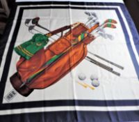 Vintage DAKS London Silk Scarf Golf Theme 34 inches square c.1970's
