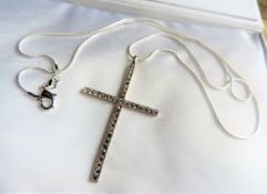 Sterling Silver Gemstone Cross Pendant Necklace 24 inch Chain