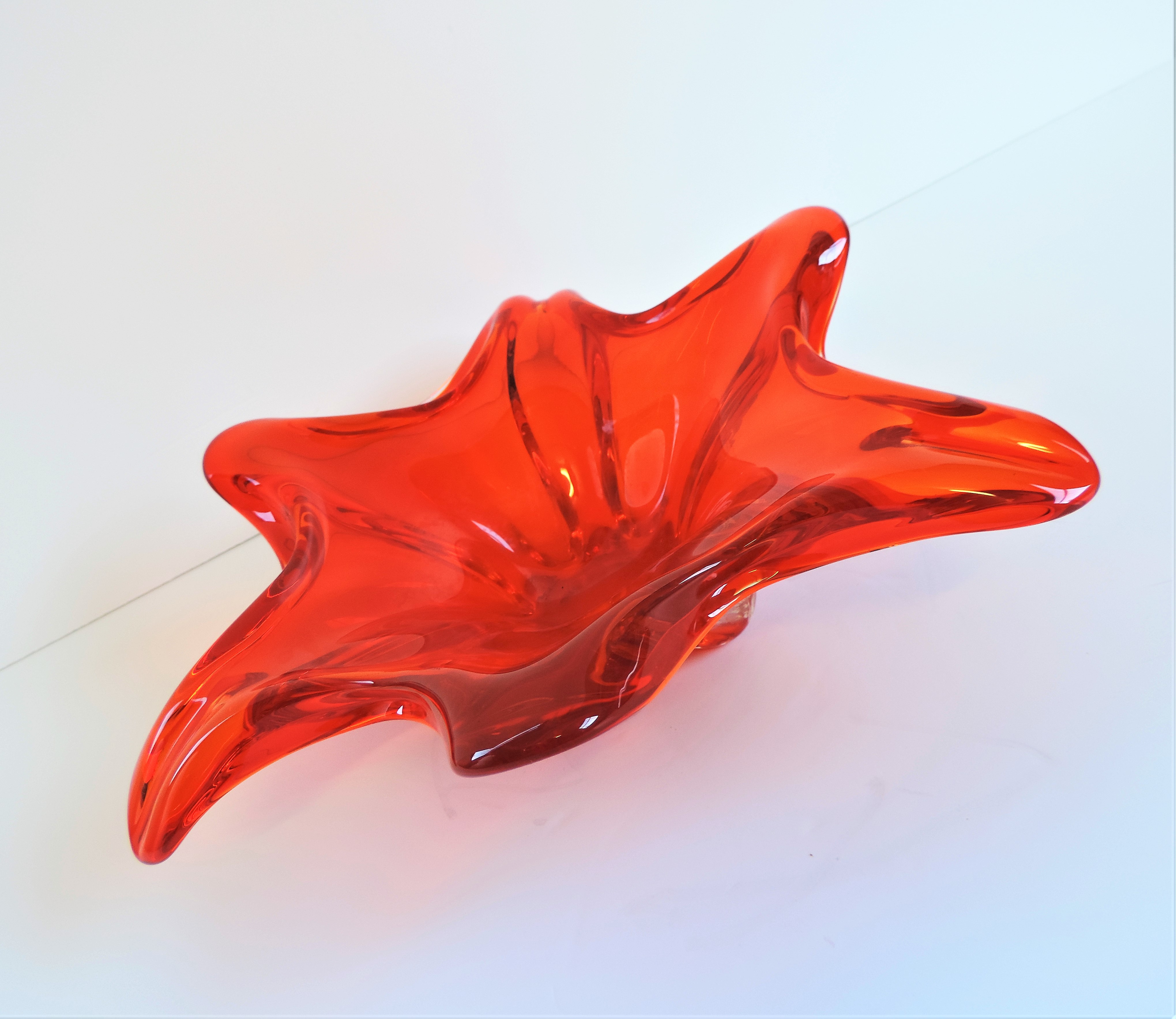 Vintage Murano Orange Red Freeform Sculptural Bowl - Image 4 of 5