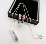 Sterling Silver Multi Gemstone Necklace and Earrings Set New with Gift Pouch