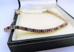 Sterling Silver Orange and White Sapphire Tennis Bracelet