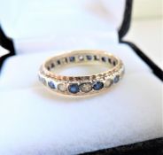 Vintage 9k Gold Gemstone Eternity Ring