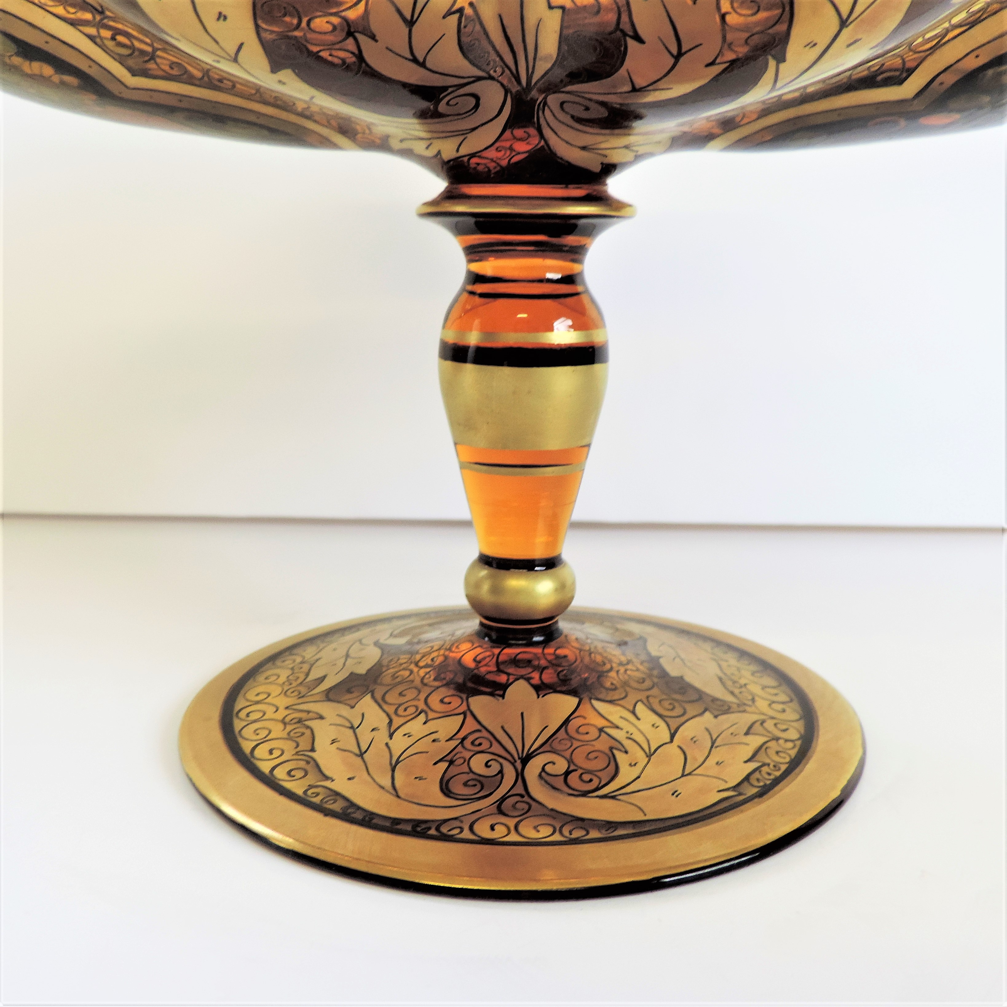 Antique Julius Muhlhaus Bohemian Glass Pedestal Centrepiece Bowl - Image 7 of 9