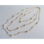 26 inch Triple Strand Gold Plated Chain Pearl Necklace with Gift Pouch