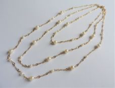 26 inch Triple Strand Gold Plated Chain Pearl Necklace with Gift Pouch