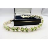 Sterling Silver 13CT 26 Peridot Gemstone Bracelet 'NEW' with Gift Box