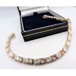 Sterling Silver 28 CT Champagne Gemstone Tennis Bracelet with Gift Box