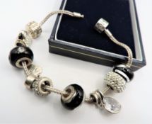 Rhona Sutton 925 Sterling Silver Charm Bracelet with 8 Charms