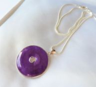 Sterling Silver Purple Jade Pendant Necklace with Gift Pouch