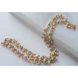 20 inch Single Strand Gold Plated Pearl Chain Necklace