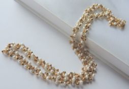 20 inch Single Strand Gold Plated Pearl Chain Necklace