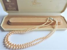 Vintage Lotus Pearl Necklace 17 inches in Original Box