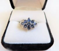 Sterling Silver 3 carat Sapphire Ring 'NEW' with Gift Pouch