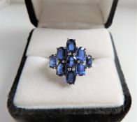 Sterling Silver 3 carat Sapphire Ring 'NEW' with Gift Pouch