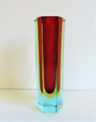 Murano Mandruzzato Sommerso Hexagonal Glass Vase