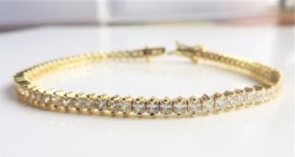 Gold on Sterling Silver Tennis Bracelet 'NEW' with Gift Box