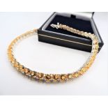 Sterling Silver Classic Golden Citrine Linear Tennis Bracelet 'New' with Gift Box