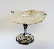 Antique Silver Plate Mother of Pearl Shell Tazza Dish