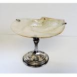 Antique Silver Plate Mother of Pearl Shell Tazza Dish