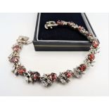 Sterling Silver Gemstone Floral Cluster Dress Bracelet with Gift Box