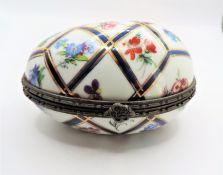 Vintage Hand Painted Limoges Porcelain Egg Trinket Box