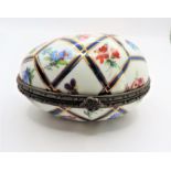 Vintage Hand Painted Limoges Porcelain Egg Trinket Box