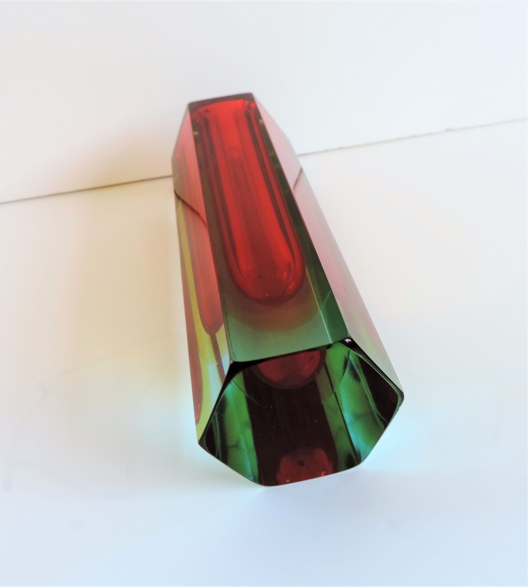 Murano Mandruzzato Sommerso Hexagonal Glass Vase - Image 6 of 6